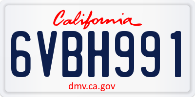 CA license plate 6VBH991