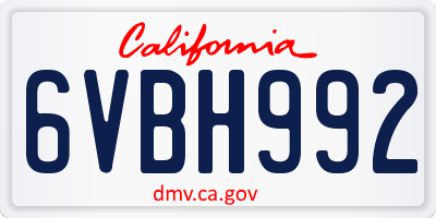 CA license plate 6VBH992