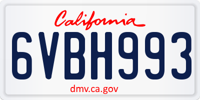 CA license plate 6VBH993