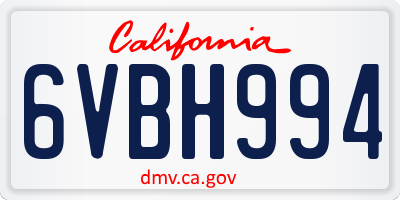 CA license plate 6VBH994