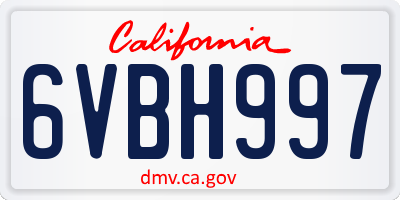 CA license plate 6VBH997