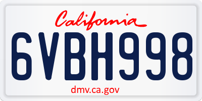 CA license plate 6VBH998