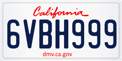 CA license plate 6VBH999