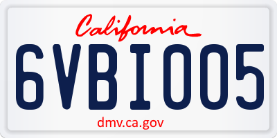 CA license plate 6VBI005