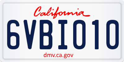 CA license plate 6VBI010