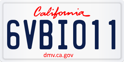 CA license plate 6VBI011