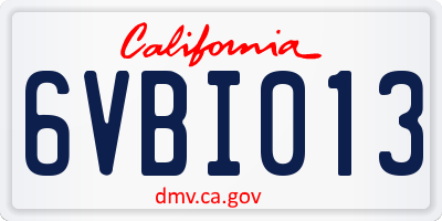 CA license plate 6VBI013