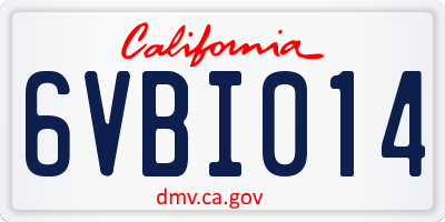 CA license plate 6VBI014