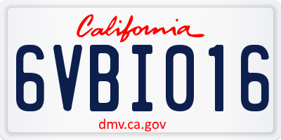CA license plate 6VBI016
