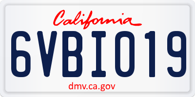 CA license plate 6VBI019