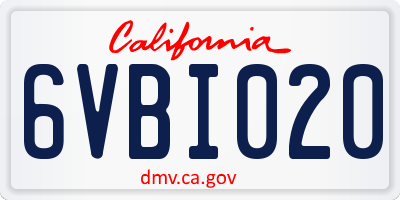 CA license plate 6VBI020