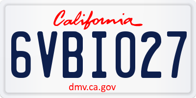 CA license plate 6VBI027