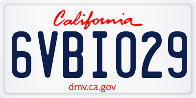 CA license plate 6VBI029