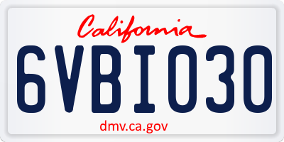 CA license plate 6VBI030