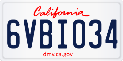 CA license plate 6VBI034