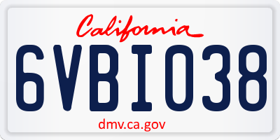 CA license plate 6VBI038