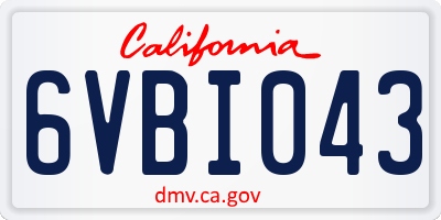 CA license plate 6VBI043