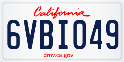 CA license plate 6VBI049