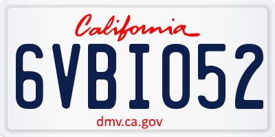 CA license plate 6VBI052