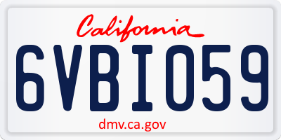 CA license plate 6VBI059