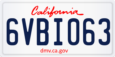 CA license plate 6VBI063