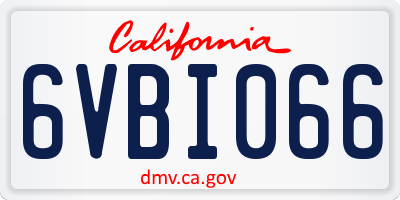 CA license plate 6VBI066
