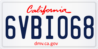 CA license plate 6VBI068