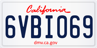 CA license plate 6VBI069