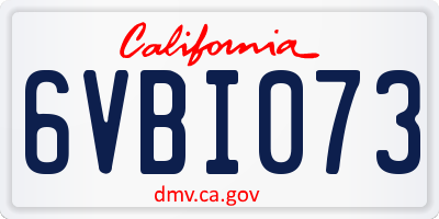 CA license plate 6VBI073