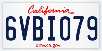 CA license plate 6VBI079