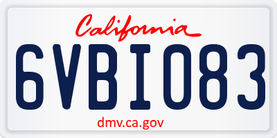 CA license plate 6VBI083