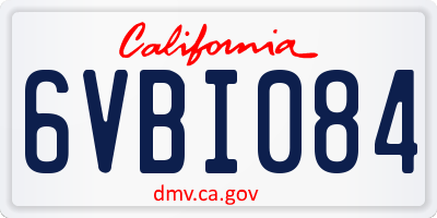 CA license plate 6VBI084
