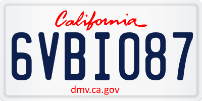 CA license plate 6VBI087