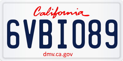 CA license plate 6VBI089