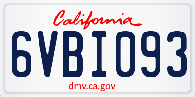 CA license plate 6VBI093