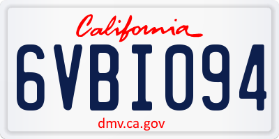 CA license plate 6VBI094