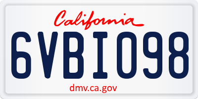 CA license plate 6VBI098