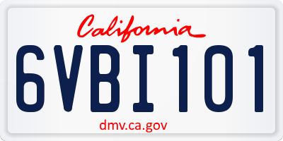 CA license plate 6VBI101