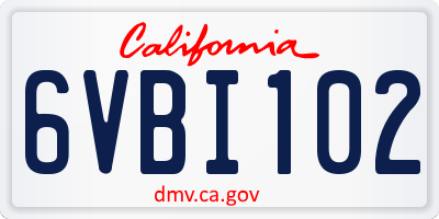 CA license plate 6VBI102
