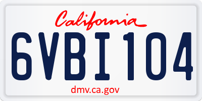 CA license plate 6VBI104