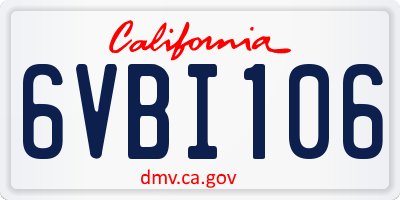CA license plate 6VBI106