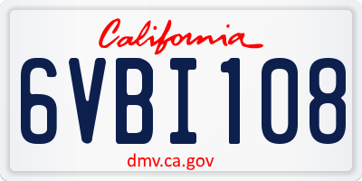 CA license plate 6VBI108