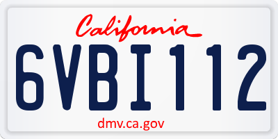 CA license plate 6VBI112