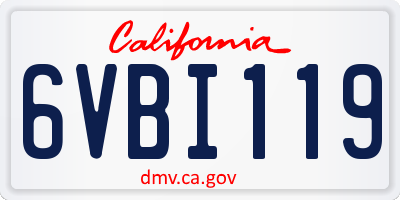 CA license plate 6VBI119