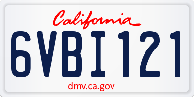 CA license plate 6VBI121