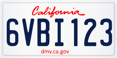CA license plate 6VBI123