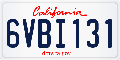 CA license plate 6VBI131