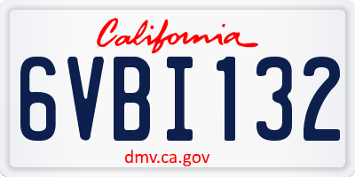 CA license plate 6VBI132