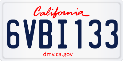 CA license plate 6VBI133