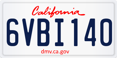 CA license plate 6VBI140